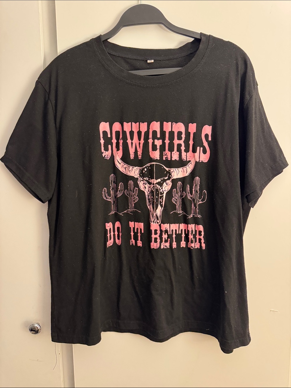 Cowgirls Do It Better Graphic Tee - Black with Pink Print